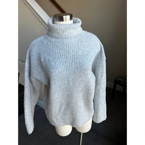 Asos gray ribbed chunky roll neck oversized sweater, size 2 - Picture 4 of 8